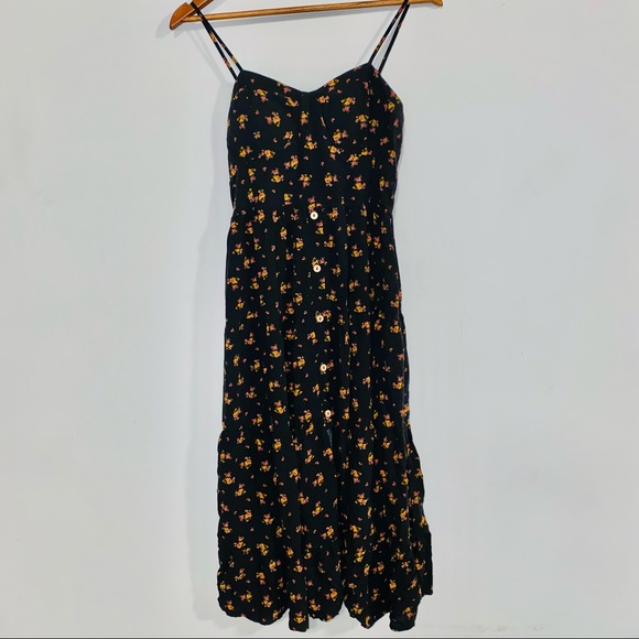 Band of Gypsies Dresses & Skirts - ❌❌SOLD❌❌ Band Of Gypsies Boho Black Floral Button Front Tiered Midaxi Dress